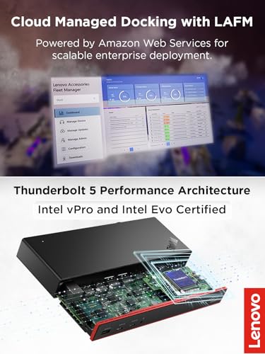 Lenovo ThinkPad Thunderbolt 5 Smart Dock 7500, 120Gbps Data Transfer, 180W Power Delivery, Multiple Display Support, 2.5Gbps Ethernet, Black