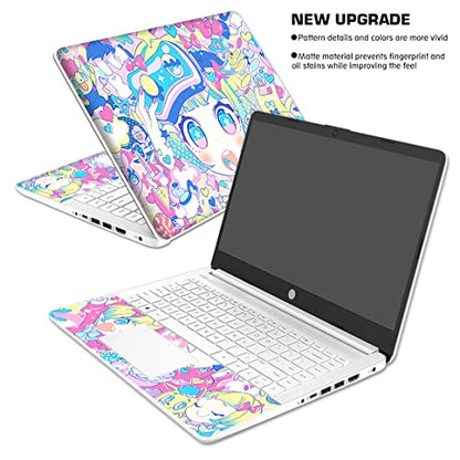 Laptop Skin Decal HP 14" - Kawaii Girl Laptop Cover Sticker No Cutting Required, No Bubble, Waterproof, Scratch Resistant - Including Wide Screen and Wrist Pad - size: 14 inch