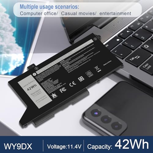 42Wh WY9DX Battery Replacement for Dell Latitude 14 5420 15 5520 Precision 15 3560 Series P137G P137G001 P104F P104F001 P104F002 1K2CF 01K2CF M3KCN 75X16 075X16 WK3F1 005R42 0WK3F1 0M3KCN - size: 8.15*3.98*0.24inch WY9DX