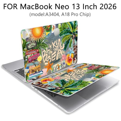for MacBook Neo Case 13 inch 2026 A18 Pro (A3404), Anti-Scratch Protective Pattern Hard Shell Case, Trendy Laptop Cover with Keyboard Cover+Screen Film+Trackpad Film,Ocean Summer Vibes ﻿ - color: Ocean Summer Vibes