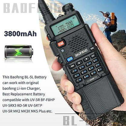 BAOFENG UV-5R Battery 3800mAh USB-C Charging Extended High Capacity Ham Radio Battery UV5R BF-F8HP UV-5R Series Radios with Type-C Charging Cable,2Pack