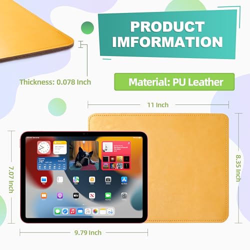 PU Leather Mouse Pad with Stitched Edge, Micro-Fiber Base, Non-Slip Waterproof, 8x11Inch (Light Yellow) - color: Light Yellow, size: 8L x 11W inches
