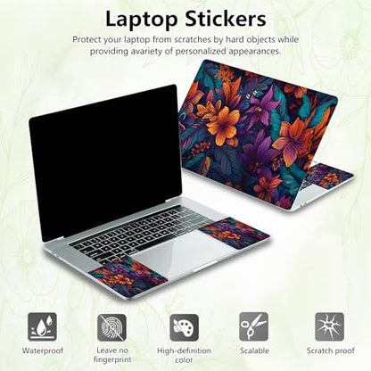 Laptop Skin Sticker Decal, Universal Reusable Vinyl Laptop Cover for 12" 13" 13.3" 14" 15" 15.4" 15.6" Notebook PC, Waterproof Scratch-Resistant with 2 Wrist Pads, Easy to Apply & Remove,Flowers Art - color: Flowers Art