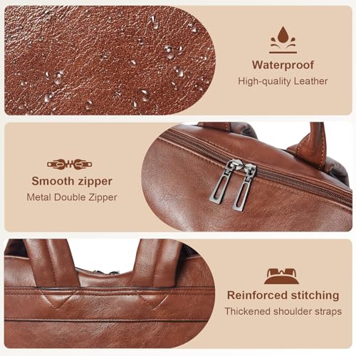 Laptop Backpack for Women 15.6 inch,Travel Leather Backpack Purse Nurse Teacher Carry on Backpack Computer Bag,Professional Water-Resistant College Business Work Casual Daypack,Chocolate Brown - color: Brown01