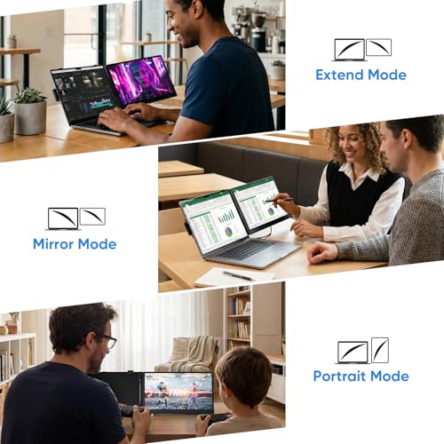 Laptop Screen Extender, 14” FHD 1080P Portable Monitor for Laptop, 0.27" Ultra-Thin Display with 100% sRGB, Dual Screen Extender for 13–17” Laptops, Plug & Play for Windows/Mac/Chrome/Android - size: 14“ Double Screen Extender