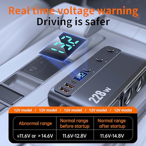 Cigarette Lighter Adapter with 45W Retractable Car Charger Fast Charging | 45W USB C Car Accessories 3 Socket Heavy Duty Truck Car Plug Outlet Splitter Fast Charging 12V/24V Multi Port for Car Devices