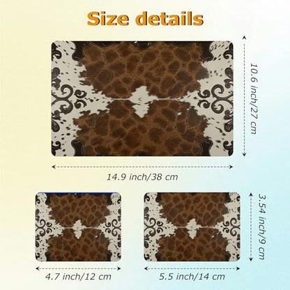 Universal Laptop Skin Sticker with 2 Wrist Pad Decals, 3-Piece Removable Vinyl Laptop Cover, Western Cow Print Waterproof Anti-Scratch, Easy-Trim Fit for 13.3" 14" 15.6" Laptops - color: Western Cow Print