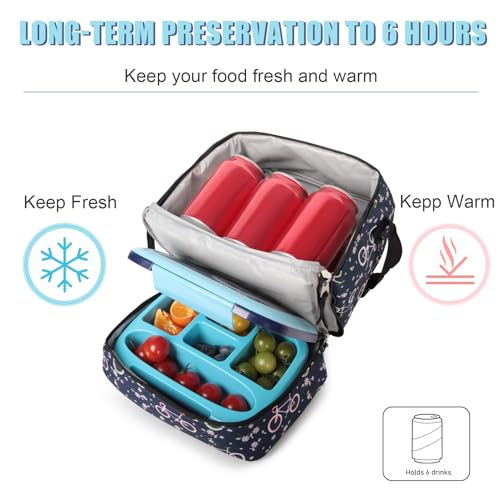 Tilami Rolling Backpack for Kids 19 inch with Lunch Bag Wheeled Laptop Backpack,Bicycle - color: Bicycle