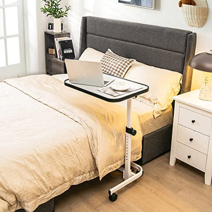 Overbed Table Overbed Table Wheels Adjustable C-Shaped Overbed Table with Wheels - Rolling Laptop Desk for Home & - Space-Saving Bedside Coffee Table On Sofa - 9-Position Height & Tilting Top