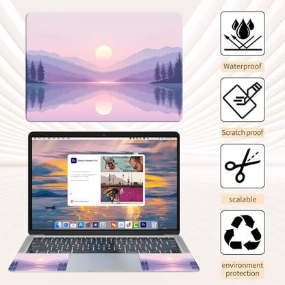 15.6 Inch Laptop Skin Sticker, Reusable Vinyl Cover Protector with 2 Wrist Pad Skins, Removable Waterproof Scratch-Resistant for 12-15.6 Inch Laptop Notebook,Mountain Lake At Dawn - color: Mountain Lake At Dawn