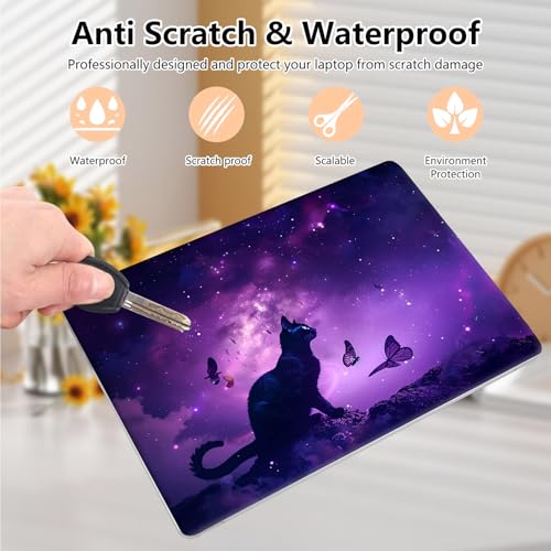 Laptop Skin Sticker Decal 15.6 Inch,12 13 13.3 14 15 15.6 in Laptop Netbook Skins for Notebook,Art Decal Removable Waterproof Scratch Resistant,Universal Vinyl Cover,Purple Galaxy Cat - color: Purple Galaxy Cat