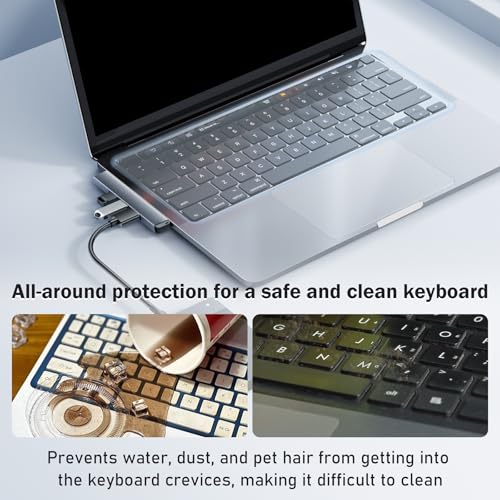 EKIND 2 Sheets Universal Waterproof and Dustproof Keyboard Cover for 12-14 Inch Laptops, with Keypad Keyboard Cover Size (L:12.2" x W:5.08"), Ultra Thin Silicone Skin Protector (Blue)