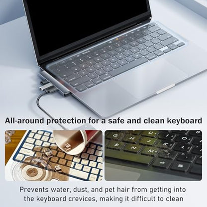 EKIND 2 Sheets Universal Waterproof and Dustproof Keyboard Cover for 12-14 Inch Laptops, with Keypad Keyboard Cover Size (L:12.2" x W:5.08"), Ultra Thin Silicone Skin Protector (Blue)