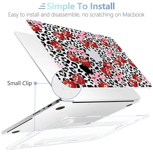 MEEgoodo Compatible with MacBook Pro 14 inch Case (M5/M4/M3/M2/M1) Pro/Max 2026 2025 2024 2023 2021, Case Fit Model A3427/A3426/A3434/A3112/A3401/A3185/A2918/A2992/A2779/A2442, Leopard & Cherry - color: Leopard & Cherry