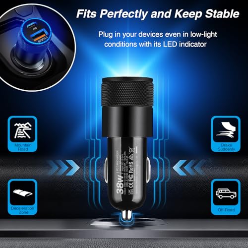 Car Charger, 5Pack 38W Dual Ports USB-C+USB-A Cigarette Lighter Adapter | Fast Charging Car Phone Charger for iPhone 17 Pro Max 16 16e 15 14, Samsung S24, Pixel Cargador para Carro Phone Plug - color: 5-Pack Black