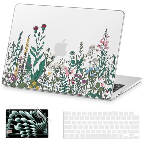 AKIT for MacBook Air 13 inch Case M5 M4 M3 M2 2026-2022, ChrysFlowers | A3449 A3240 A3113 A2681, Vivid Pattern Hard Shell Laptop Case+Screen Protector+Keyboard Cover for MacBook Air 13.6 inch - color: ChrysFlowers