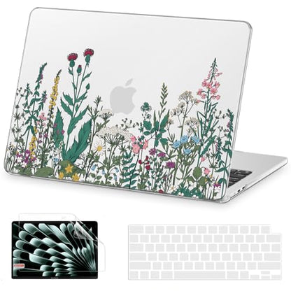 AKIT for MacBook Air 13 inch Case M5 M4 M3 M2 2026-2022, ChrysFlowers | A3449 A3240 A3113 A2681, Vivid Pattern Hard Shell Laptop Case+Screen Protector+Keyboard Cover for MacBook Air 13.6 inch - color: ChrysFlowers