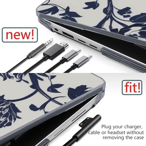 Batianda Artistic Case for Microsoft Surface Laptop 15 inch, Navy Flowers | Fits Surface Laptop for Business 8th Edition 2026 & Surface Laptop 7 2024, 4-in-1 Accessories Bundle, Slim Durable Hard Shell - color: Navy flowers