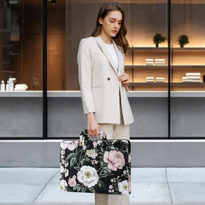 MOSISO Laptop Bag for Women, 15.6 inch Computer Bags | Compatible with MacBook Pro 16 inch, HP, Dell, Asus, 15-15.6 inch Laptop Messenger Shoulder Sleeve with Strap, Gorgeous Peony