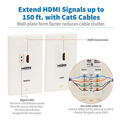 Tripp Lite HDMI Over Dual Cat5/Cat6 Extender Wall Plate Kit with Transmitter and Receiver, TAA, 3 Year Warranty (P167-000) - style: HDMI Wall Plate