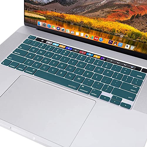 MOSISO Keyboard Cover Compatible with MacBook Pro 13 inch M2 2023, 2022, 2021 2020 M1 A2338 A2289 A2251&Compatible with MacBook Pro 16 2020 2019 A2141 Touch ID,Protective Silicone Skin, Deep Teal - color: Deep Teal