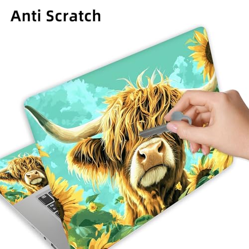 Aesthetic Laptop Skin Cover,12-15.6 Inch Universal Vinyl Sticker Decal,Waterproof Scratch-Resistant Notebook Wrap,Removable Residue-Free Protector,Sunflower Cow Art - color: Sunflower Cow Art