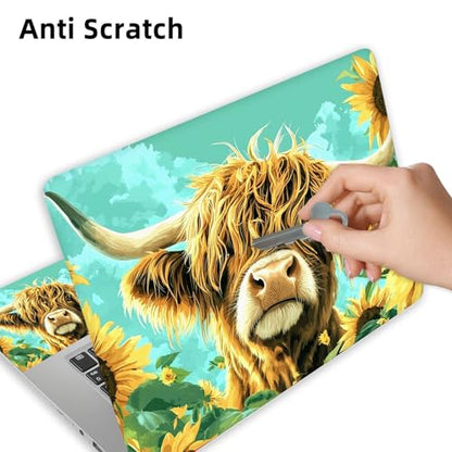 Aesthetic Laptop Skin Cover,12-15.6 Inch Universal Vinyl Sticker Decal,Waterproof Scratch-Resistant Notebook Wrap,Removable Residue-Free Protector,Sunflower Cow Art - color: Sunflower Cow Art