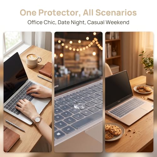 TORMEN Laptop Keyboard Cover Protector — Silicone Keyboard Skin L:14" x W:5" (36×13cm) for 15–17" Laptops Waterproof Dustproof Thin Typing Guard (2 Pcs Purple)