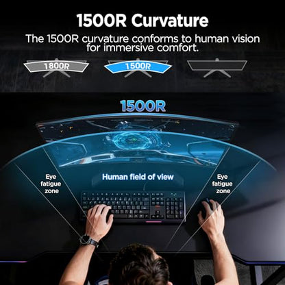 KOORUI 27 Inch Curved Gaming Monitor 180Hz FHD 1080P, 1500R VA Display | Adaptive Sync, 3000:1 Contrast, 90% DCI-P3, Eye Care, HDMI×2 and DP, VESA Compatible, FPS & Console Gaming, Bedroom Setup - size: 27inch 180Hz/FHD/Curved