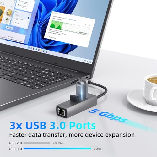 WALNEW USB A to Ethernet Adapter, USB 3.0 to RJ45 Gigabit for Computer | Plug & Play LAN Connection, USB A to Gigabit Ethernet for Mac, MacBook Pro/Air, Samsung Galaxy Tab