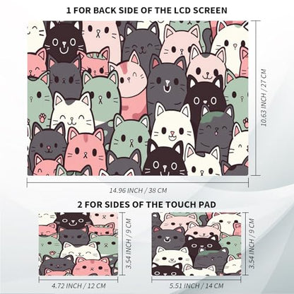 Universal Laptop Skin, DIY Cut-to-Fit Vinyl Cover Compatible with HP, Dell, Lenovo, Mac (13.3" to 15.6"), Anti-Scratch, No Residue & Bubble-Free Protective Decal Sticker, Cute Pastel Cat Pattern - color: Cute Pastel Cat Pattern