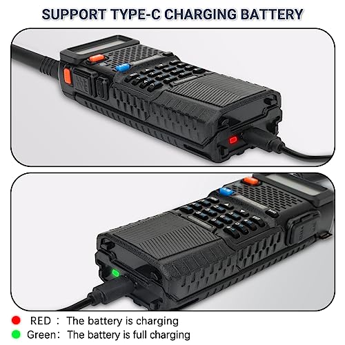 BAOFENG UV-5R Battery 3800mAh USB-C Charging Extended High Capacity Ham Radio Battery UV5R BF-F8HP UV-5R Series Radios with Type-C Charging Cable,2Pack