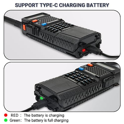 BAOFENG UV-5R Battery 3800mAh USB-C Charging Extended High Capacity Ham Radio Battery UV5R BF-F8HP UV-5R Series Radios with Type-C Charging Cable,2Pack