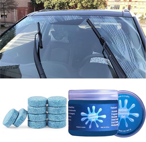 Car Cleaning Gel Multipurpose Car AC Vent Interior Dust Cleaning Gel Jelly Car Interior Keyboard PC Laptop Electronic Gadget Cleaning Kit with Fregrance (Cleaning Gel + Windshield Tablet)