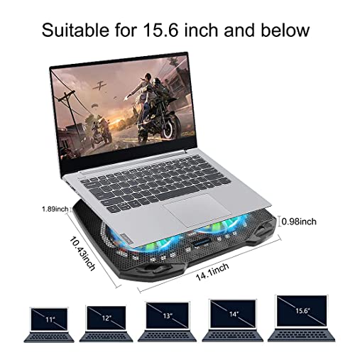 Laptop Cooling Pad, Gaming Laptop Cooler with 2 Quiet Big Fans, RGB 7 Color Light Change, Portable USB Laptop Stand 11 to 15.6 Inch, Slim and Easy Carry Working Study Outdoor Travel