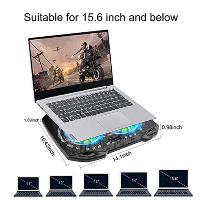 Laptop Cooling Pad, Gaming Laptop Cooler with 2 Quiet Big Fans, RGB 7 Color Light Change, Portable USB Laptop Stand 11 to 15.6 Inch, Slim and Easy Carry Working Study Outdoor Travel