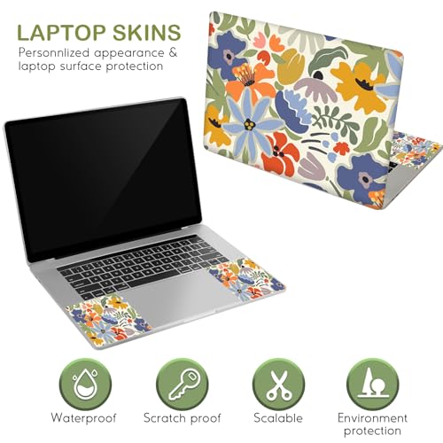 DINKY Laptop Notebook Skin Sticker Soft Cover Decal Fits 13 13.3 14 15 15.4 15.6 inch Laptop Protector Netbook PC, Easy to Apply and Remove (Colorful Abstract Flowers) - color: Colorful Abstract Flowers