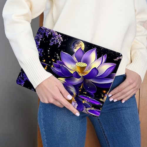 15.6 Inch Laptop Skin Sticker, Reusable Vinyl Cover Protector with 2 Wrist Pad Skins, Removable Waterproof Scratch-Resistant for 12-15.6 Inch Laptop Notebook,Purple Lotus Flower Blooms - color: Purple Lotus Flower Blooms