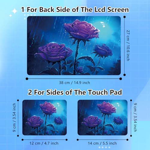 Universal Laptop Skin Sticker Decal for 11.6”12" 13" 13.3" 14" 15" 15.4" 15.6" Reusable Waterproof Scratch-Scratch Resistant Protective Vinyl Laptop Skin Stickers - Purple Roses Flower in The Rain - color: Purple Roses Flower in the Rain