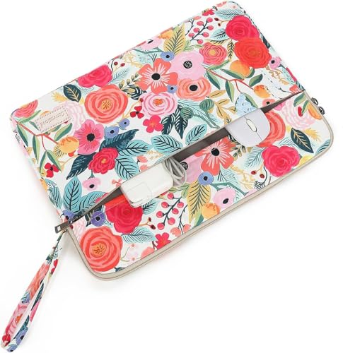 Laptop Sleeve Carrying Case Bag with Handle and Pocket for MacBook Air 13,iPad Pro 13 inch and 12.5 inch-13.5 inch Laptop Computer (Rose Garden) - color: Rose Garden With Strap, size: 12.5 inch-13.5 inch