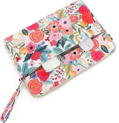 Laptop Sleeve Carrying Case Bag with Handle and Pocket for MacBook Air 13,iPad Pro 13 inch and 12.5 inch-13.5 inch Laptop Computer (Rose Garden) - color: Rose Garden With Strap, size: 12.5 inch-13.5 inch