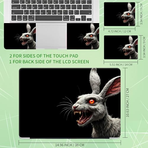 Laptop Skin Sticker Decal, Universal Protective Cover Fit 12 13 14 15.6 Inch Notebook, Reusable Water-Resistant Vinyl Decal w/ 2 Wrist Pads for Business Travel Office, Gray Rat Darkness - color: Gray Rat Darkness