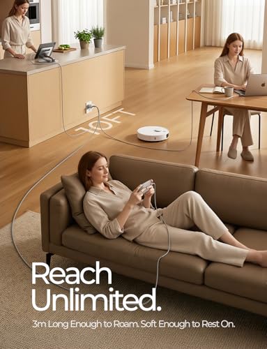 LISEN 10FT USB C Cable Fast Charging, Chubby 240W Cable USB C to USB C Fast Charging Soft Silicone USBC to USBC Parallel Cable for iPhone 17 Pro Max 16 15 Air Samsung S25 Ultra MacBook Pro Air iPad - color: Grey, size: 10FT