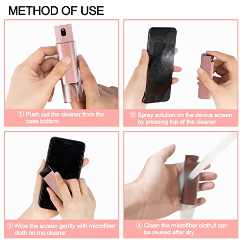 walrfid Touchscreen Screen Cleaner Spray for Phone Laptop TV - Pink | Car Touch Screen Cleaner Kit with Microfiber Cloth for Tablet, PC, Computer Monitor, LCD, Eyeglasses - color: Light Pink