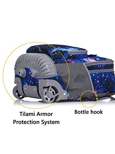 Tilami Rolling Backpack 18 inch Boys and Girls Laptop Backpack - color: Galaxy
