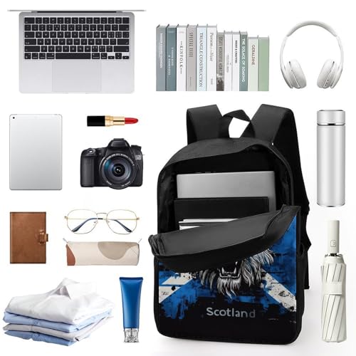 Scotland Scottish Lion 17 Inch Travel Backpack Deep Storage Laptop Shoulder Bags for Men Women
