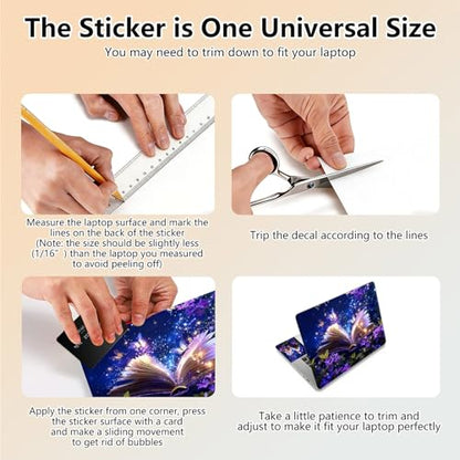 Laptop Skin Sticker Decal 15.6 Inch,12 13 13.3 14 15 15.6 in Laptop Netbook Skins for Notebook,Art Decal Removable Waterproof Scratch Resistant,Universal Vinyl Cover,Book Glitter Butterfly - color: Book Glitter Butterfly