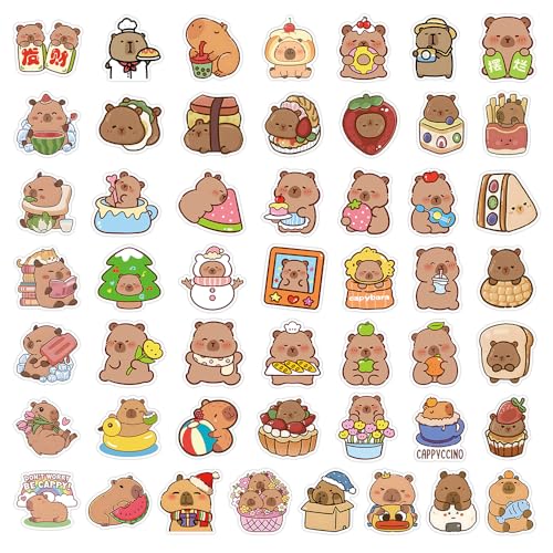 200pcs Cute Capybara Stickers Bluk.Waterproof Vinyl Stickers Pack for Water Bottle Laptop Skateboard Scrapbooking.Animal Decals Stickers Party Favors for Kids Girls Adults Teens - color: Capybara Stickers
