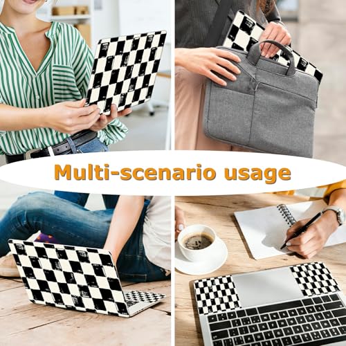 Universal Laptop Skin Sticker with 2 Wrist Pad Decals, 3-Piece Removable Vinyl Laptop Cover, Black and White Checkered Waterproof Anti-Scratch, Easy-Trim Fit for 13.3" 14" 15.6" Laptops - color: Black and White Checkered
