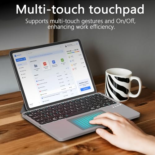 Foldable Keyboard and Mouse, MEKO Folding Wireless Bluetooth Keyboard and Mouse Combo Portable Travel Keyboard with Touchpad and Holster Stand for Business Travel Compatible Mac Laptop iPad Tablet